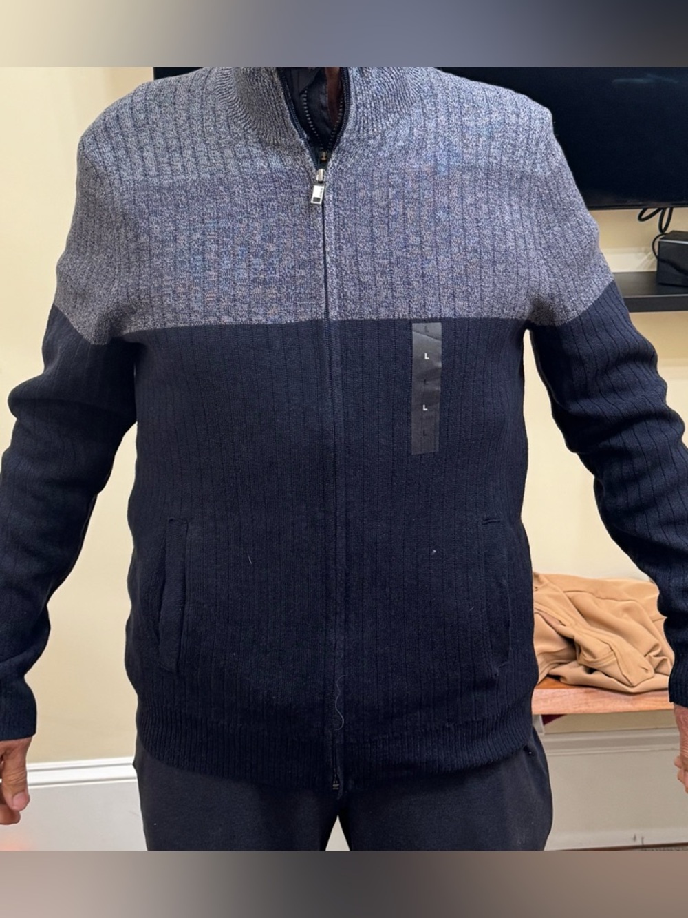 Alfani Men’s Knit Zip-Front Sweater - Heather Gray